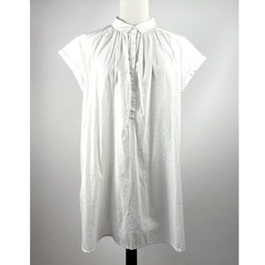 Aerie White Short Sleeve Cotton Popover Blouse Top